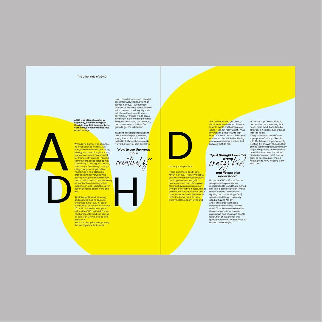 a layout for an interview with Loyle Carner about his ADHD